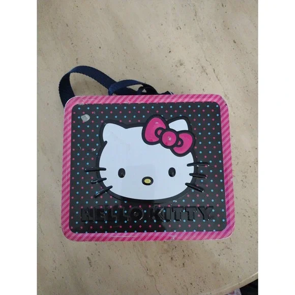 Hello Kitty By Sanrio Pink Bow All Over Print Lunch Box Tin Approx 8"x7"x 4" - Picture 5 of 14
